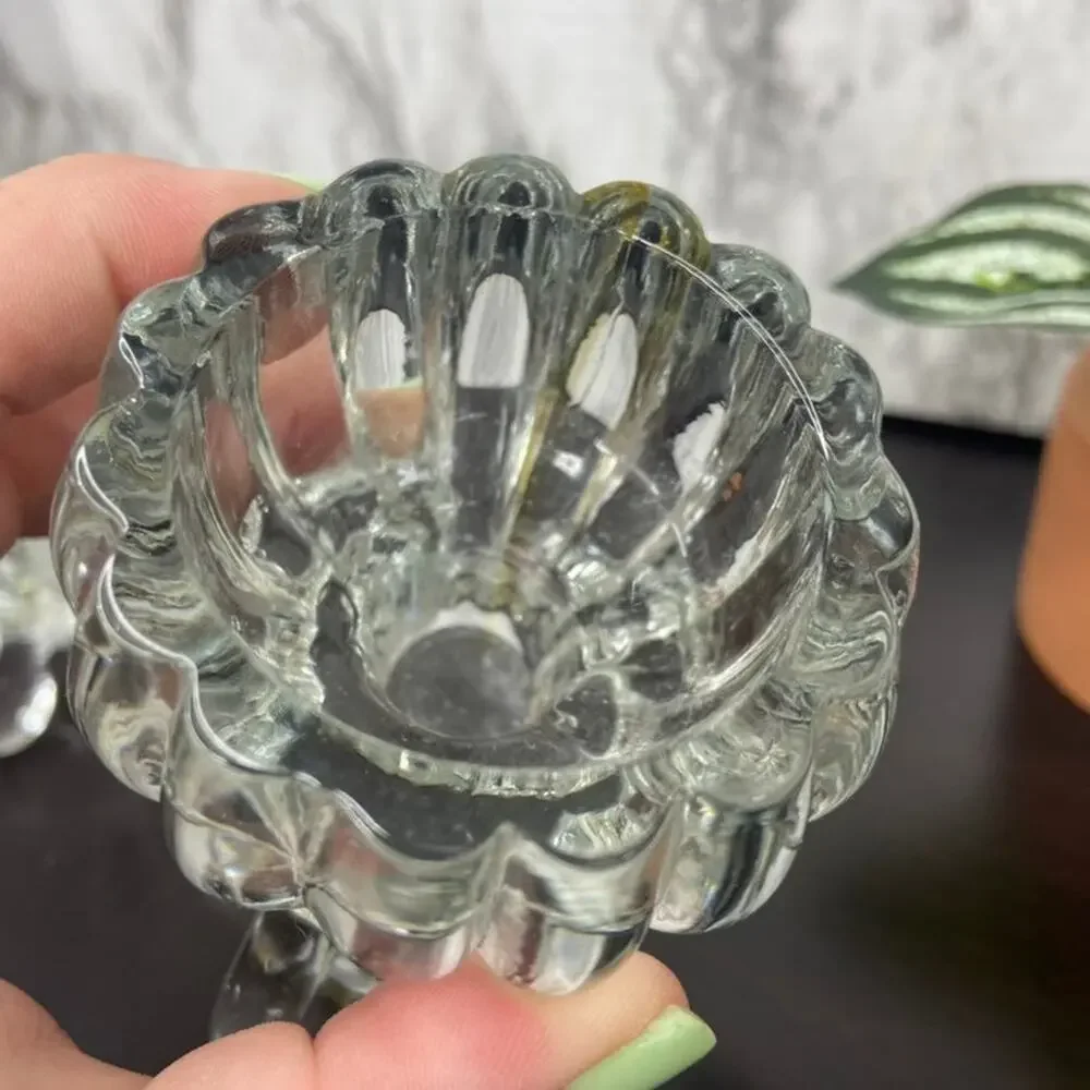 Pair of Glass Candlestick Holders
